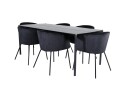 Venture Home Pelle Spisegruppe 190 cm Rektangulær med 6 Berit Stoler Sort