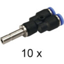 Innstikks Y kobling 8 mm. Hann/Hunn/Hunn. Pakke med 10 stk.