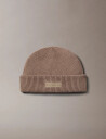 Calvin Klein Patch Chunky Rib Docker Beanie - Brown - ONE SIZE
