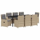 9 Delers Hage Spisegruppe Beige Poly Rattan