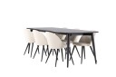 Venture Home Ellis Spisegruppe 230 cm Rektangulær med 6 Velvet stoler Sort/Beige