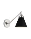 Visual Comfort Wellfleet Single Arm Cone Task Sconce Midnight Black/Nickel