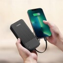 Dudao K11 Max Powerbank 30000mAh med Innebygde USB-Kabler Svart