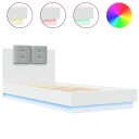  Sengeramme med hodegavl og LED-lys hvit 100x200 cm 8721012277595