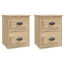 vidaXL Veggmonterte nattbord 2 stk sonoma eik 41,5x36x53 cm