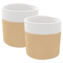  Oppbevaringskurver 2 stk beige og hvit Ø28x28 cm bomull
