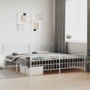 vidaXL Sengeramme i metall med hode- og fotgavl hvit 193x203 cm 8721012210738