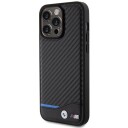 BMW Mobildeksel i Lær Carbon for iPhone 15 Pro Max - Svart