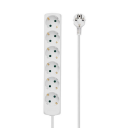 MicroConnect 6-Way Power - Flerkoplingslist - inngang: strøm - utgangskontakter: 6 - 3 m kabel - hvit