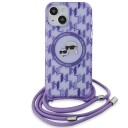 Karl Lagerfeld IML Crossbody Mobildeksel MagSafe i lilla for iPhone 15/14/13