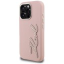Karl Lagerfeld Mobildeksel til iPhone 16 Pro med Grained Signaturlogo - Rosa