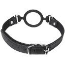 Obaie O-ring Gag i Silikon og Kunstlær    - Svart
