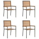  Utestoler 4 pcs Grå Brun PE rattan solid akasietre