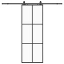 vidaXL Skyvedør med monteringssett svart 76x205 cm ESG-glass