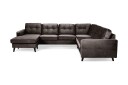 Monroe 5 seters Vendbar U formet Hjørnesofa med Divan i Fløyel   Brun