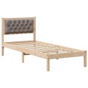  Sengestamme med hodegjerde Gråbrun 90 x 190 cm Massiv furu