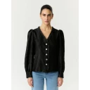 YAS Yasripple Ls V Neck Shirt S. Noos   BLACK   42