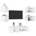 vidaXL Vegghengte TV-enheter med LED 6 deler hvit konstruert tre 8721012472266