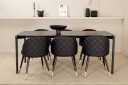 Venture Home Pelle Spisegruppe 190 cm Rektangulær med 6 Velvet stoler Sort/Guld