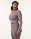LEVITY Device Seamless Ruch Crop LS Dk Brown Marl - L