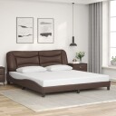  Sengeramme med LED-lys brun 180x200 cm kunstig lær 8721012356658