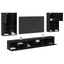  TV vegghyllesett Veggmontert 7 pcs Svart Eik Konstruert tre