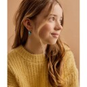 Blomdahl Natural Titanium Ear Ring 14 mm  Flower 12 mm Turquoise