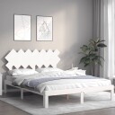 vidaXL Sengeramme med hodegavl hvit 5FT King Size heltre