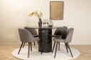 Venture Home Marbs Spisegruppe 110 cm Rund med 4 Velvet Stoler Sort
