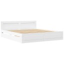  Sengestamme med skuff 2 pcs Hvit 193 x 203 cm Konstruert tre