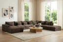 Dubai U modulsofa Large med divan venstre ekstra dyp i Chenille   Mørkebrun