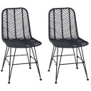  Spisestuestol 2 pcs Svart 44,5 x 55 x 85 cm Rattan og Jern
