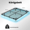 Queen size flytende sengeramme med LED lys – metall 160x200 cm