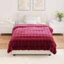  Faux kaninullteppe 4 pcs Bordeaux Rød 130 x 150 cm Polyester