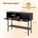 Svart bohemsk konsollbord med 2 hyller og rottingdesign