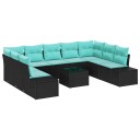 vidaXL Hagesofa Set 9 stk. 8-Antall seter Svart og turkis Polyrattan