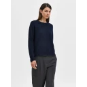 Selected FEMME - Genser slfLulu LS Knit O-neck - Blå