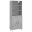 vidaXL Highboard betong grå 69,5x34x180 cm konstruert tre 8720845933203