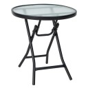 Uteplass Spisebord Rundt glassbord med herdet glassplate 46,5 x 46,5 x 47,5 cm Svart