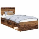  Sengestamme med hodegjerde Gammelt tre 75 x 190 cm Massiv furu