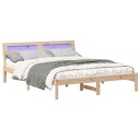  Sengestamme med LED  stripelys Brun 150 x 200 cm Heltre furu