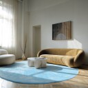 Runde tepper   Aranga Super Soft Fur lyseblått Størrelse: Ø 120 cm