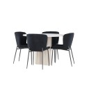 Olivia Spisegruppe 110 cm Rund med 4 Modesto stoler   Beige/Svart