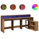  Skrivebord med LED-lys gammelt tre 200x104x91 cm konstruert tre