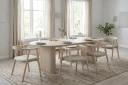Jolie spisestol i tre med stoffsete   Hvitlasert/Beige