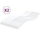 Skummadrasser 2 stk hvit 90x190 cm 7 Zone hardhet 20 ILD