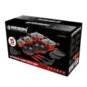 15 delers marmorbelagt kokekarsett non stick rød