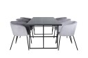 Venture Home Leif Spisegruppe 200 cm Rektangulær med 6 Berit Stoler Sort