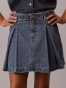 Calvin Klein Jeans Pleated Denim Mini Skirt Tinted   Blue   27