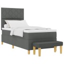  Box Spring Seng med Madrass & Benk Mørkegrå 90x200 cm Stoff